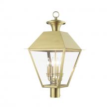 Livex Lighting 27223-08 - 4 Light Natural Brass Outdoor Extra Large Post Top Lantern