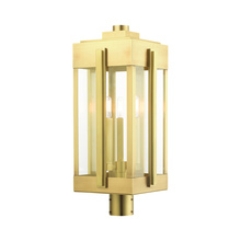 Livex Lighting 27717-08 - 3 Lt Natural Brass Outdoor Post Top Lantern