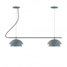 Montclair Light Works CHE421-16-C12-L12 - 2-Light Linear Axis LED Chandelier with Gray Fabric Cord, Cream