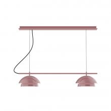 Montclair Light Works CHEX445-20-C25-L12 - 2-Light Linear Axis LED Chandelier with Polished Copper Fabric Cord, Mauve
