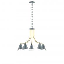 Montclair Light Works CHN415-40-91-L10 - 5-Light J-Series Chandelier, Slate Gray with Brushed Brass Accents