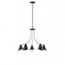 Montclair Light Works CHN415-41-96-L10 - 5-Light J-Series Chandelier, Black with Brushed Nickel Accents