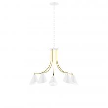 Montclair Light Works CHN415-44-91-L10 - 5-Light J-Series Chandelier, White with Brushed Brass Accents