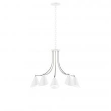 Montclair Light Works CHN415-44-96-L10 - 5-Light J-Series Chandelier, White with Brushed Nickel Accents