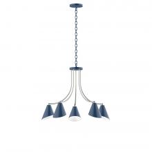 Montclair Light Works CHN415-50-96-L10 - 5-Light J-Series Chandelier, Navy with Brushed Nickel Accents
