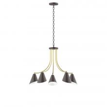 Montclair Light Works CHN415-51-91-L10 - 5-Light J-Series Chandelier, Architectural Bronze with Brushed Brass Accents