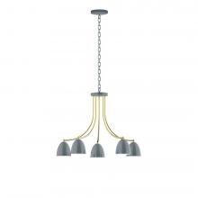 Montclair Light Works CHN417-40-91-L10 - 5-Light J-Series Chandelier, Slate Gray with Brushed Brass Accents
