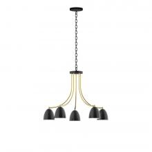 Montclair Light Works CHN417-41-91-L10 - 5-Light J-Series Chandelier, Black with Brushed Brass Accents