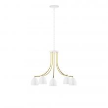 Montclair Light Works CHN417-44-91-L10 - 5-Light J-Series Chandelier, White with Brushed Brass Accents