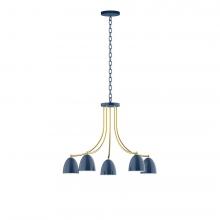 Montclair Light Works CHN417-50-91-L10 - 5-Light J-Series Chandelier, Navy with Brushed Brass Accents