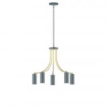 Montclair Light Works CHN418-40-91-L10 - 5-Light J-Series Chandelier, Slate Gray with Brushed Brass Accents