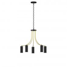 Montclair Light Works CHN418-41-91-L10 - 5-Light J-Series Chandelier, Black with Brushed Brass Accents
