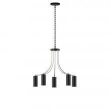 Montclair Light Works CHN418-41-96-L10 - 5-Light J-Series Chandelier, Black with Brushed Nickel Accents