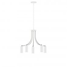 Montclair Light Works CHN418-44-96-L10 - 5-Light J-Series Chandelier, White with Brushed Nickel Accents
