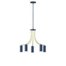Montclair Light Works CHN418-50-91-L10 - 5-Light J-Series Chandelier, Navy with Brushed Brass Accents