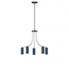 Montclair Light Works CHN418-50-96-L10 - 5-Light J-Series Chandelier, Navy with Brushed Nickel Accents