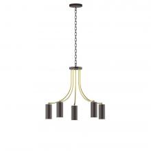 Montclair Light Works CHN418-51-91-L10 - 5-Light J-Series Chandelier, Architectural Bronze with Brushed Brass Accents