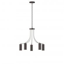 Montclair Light Works CHN418-51-96-L10 - 5-Light J-Series Chandelier, Architectural Bronze with Brushed Nickel Accents