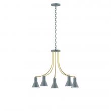 Montclair Light Works CHN436-40-91-L10 - 5-Light J-Series Chandelier, Slate Gray with Brushed Brass Accents