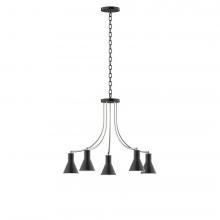 Montclair Light Works CHN436-41-96-L10 - 5-Light J-Series Chandelier, Black with Brushed Nickel Accents
