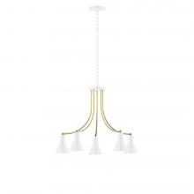 Montclair Light Works CHN436-44-91-L10 - 5-Light J-Series Chandelier, White with Brushed Brass Accents