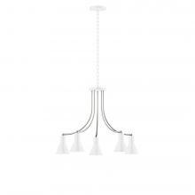 Montclair Light Works CHN436-44-96-L10 - 5-Light J-Series Chandelier, White with Brushed Nickel Accents