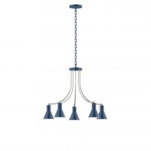 Montclair Light Works CHN436-50-96-L10 - 5-Light J-Series Chandelier, Navy with Brushed Nickel Accents