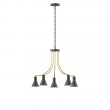 Montclair Light Works CHN436-51-91-L10 - 5-Light J-Series Chandelier, Architectural Bronze with Brushed Brass Accents