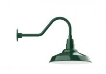 Montclair Light Works GNB184-42-W16-L13 - 16&#34; Warehouse shade, LED Gooseneck Wall mount with wire grill, Forest Green