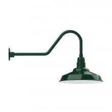 Montclair Light Works GNC184-42-W16-L13 - 16&#34; Warehouse shade, LED Gooseneck Wall mount with wire grill, Forest Green