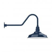Montclair Light Works GNC184-50-W16-L13 - 16&#34; Warehouse shade, LED Gooseneck Wall mount with wire grill, Navy
