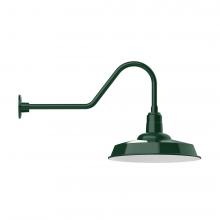 Montclair Light Works GNC185-42-W18-L13 - 18&#34; Warehouse shade, LED Gooseneck Wall mount with wire grill, Forest Green