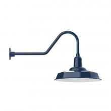 Montclair Light Works GNC185-50-W18-L13 - 18&#34; Warehouse shade, LED Gooseneck Wall mount with wire grill, Navy