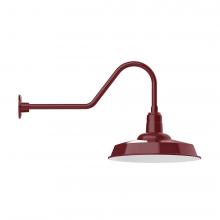 Montclair Light Works GNC185-55-W18-L13 - 18&#34; Warehouse shade, LED Gooseneck Wall mount with wire grill, Barn Red