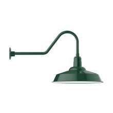 Montclair Light Works GNC186-42-W20-L14 - 20&#34; Warehouse shade, LED Gooseneck Wall mount with wire grill, Forest Green