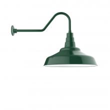 Montclair Light Works GNC187-42-W24-L14 - 24&#34; Warehouse shade, LED Gooseneck Wall mount with wire grill, Forest Green