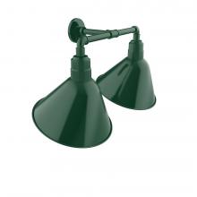 Montclair Light Works GNR104-42 - Angle 14&#34; 2-Light Straight Arm Wall Light in Forest Green