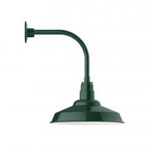 Montclair Light Works GNU184-42-W16-L13 - 16&#34; Warehouse shade, LED Curved Arm Wall mount with wire grill, Forest Green