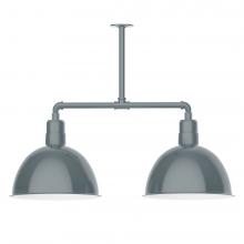Montclair Light Works MSD117-40-T30-L13 - 16&#34; Deep Bowl shade, 2-light LED Stem Hung Pendant, Slate Gray