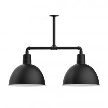 Montclair Light Works MSD117-41-L13 - 16&#34; Deep Bowl shade, 2-light LED Stem Hung Pendant, Black
