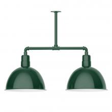 Montclair Light Works MSD117-42-T30-L13 - 16&#34; Deep Bowl shade, 2-light LED Stem Hung Pendant, Forest Green