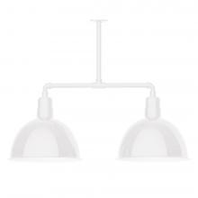 Montclair Light Works MSD117-44-W16-L13 - 16&#34; Deep Bowl shade, 2-light LED Stem Hung Pendant with wire grill, White