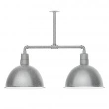 Montclair Light Works MSD117-49-T24-L13 - 16&#34; Deep Bowl shade, 2-light LED Stem Hung Pendant, Painted Galvanized