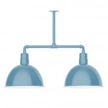 Montclair Light Works MSD117-54-W16-L13 - 16&#34; Deep Bowl shade, 2-light LED Stem Hung Pendant with wire grill, Light Blue