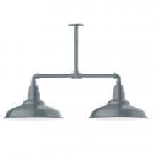 Montclair Light Works MSD184-40-T30-L13 - 16&#34; Warehouse shade, 2-light LED Stem Hung Pendant, Slate Gray