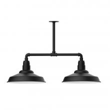 Montclair Light Works MSD184-41-T30-L13 - 16&#34; Warehouse shade, 2-light LED Stem Hung Pendant, Black