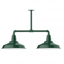 Montclair Light Works MSD184-42-T30-L13 - 16&#34; Warehouse shade, 2-light LED Stem Hung Pendant, Forest Green