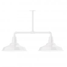 Montclair Light Works MSD184-44-T24-L13 - 16&#34; Warehouse shade, 2-light LED Stem Hung Pendant, White
