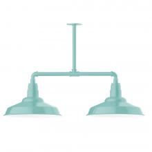 Montclair Light Works MSD184-48-T24-L13 - 16&#34; Warehouse shade, 2-light LED Stem Hung Pendant, Sea Green