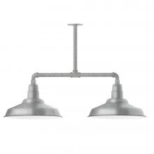 Montclair Light Works MSD184-49-T24-L13 - 16&#34; Warehouse shade, 2-light LED Stem Hung Pendant, Painted Galvanized